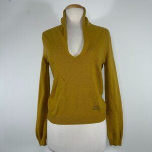 Love Moschino Muster Yellow Wool Blend V Neck Sweater Women’s Sz 6